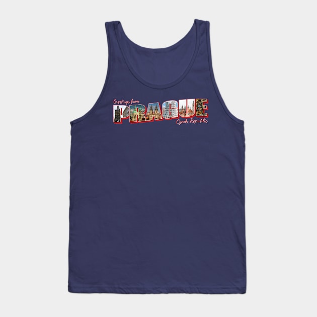 Greetings from Prague in Czech Republic Vintage style retro souvenir Tank Top by DesignerPropo